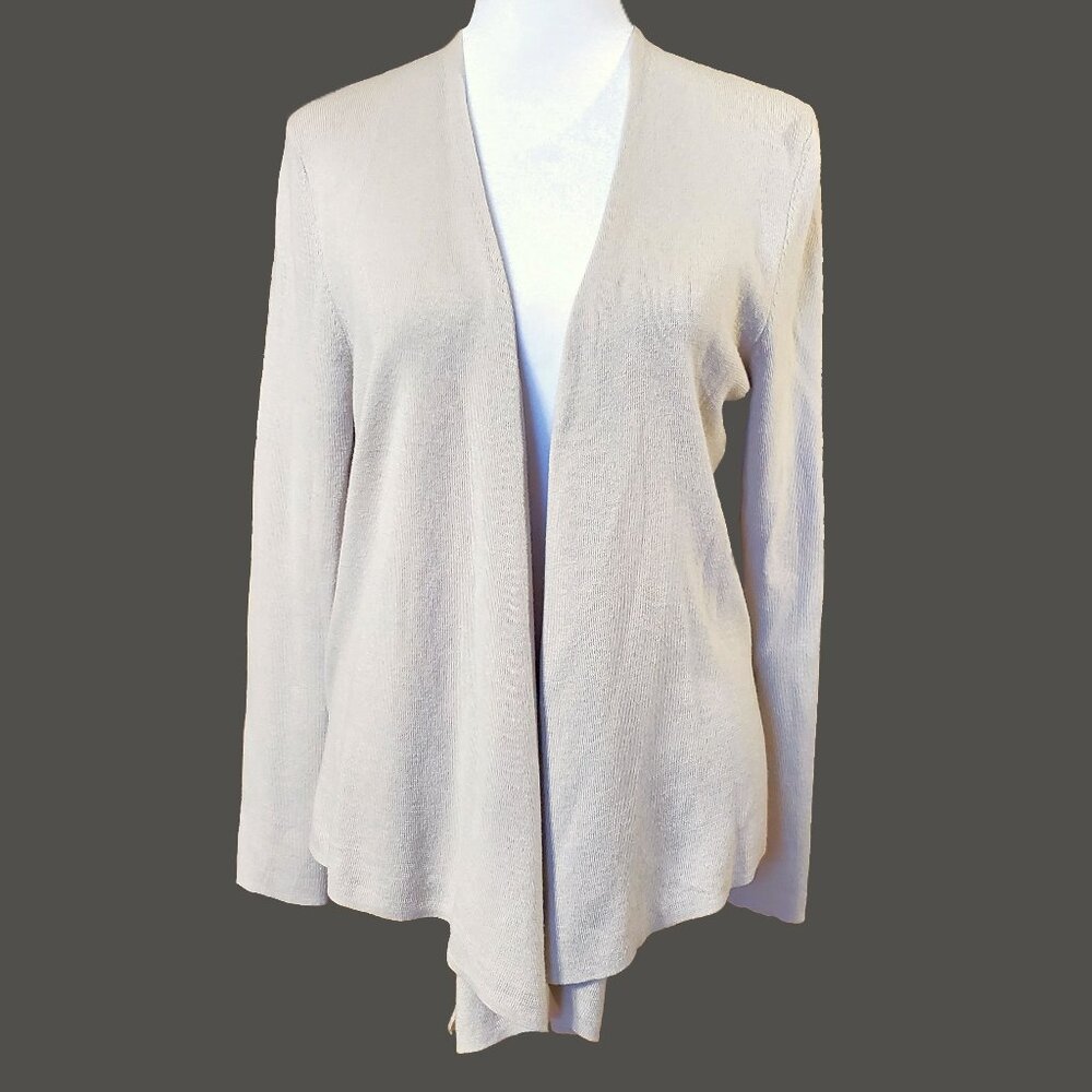 NIC+ZOE Cream All Year 4-Way Cardigan Sweater Womens Sz M Cotton Blend Lagenlook
